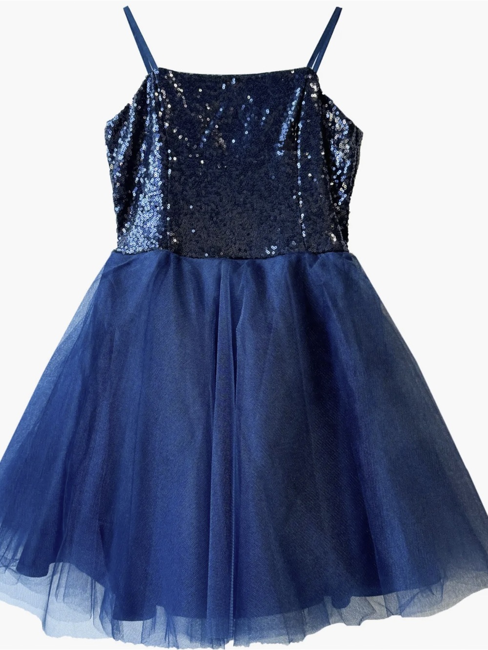 Un Deux Trois Sequin and Tulle Party Dress big kid size 10 Navy
